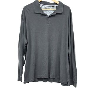 Tasso Elba Mens Gray Long Sleeve Polo Shirt XXL 100% Cotton‎